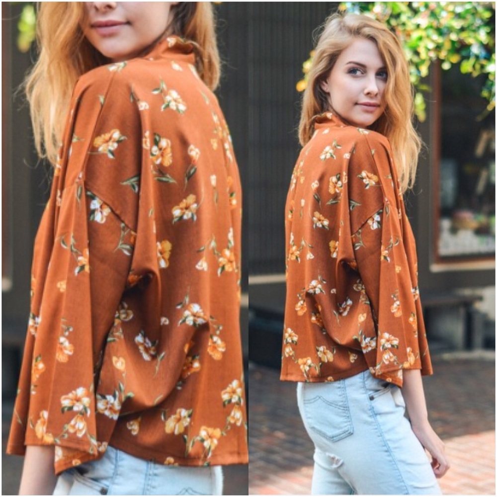 So Stunning Floral Camel Cardigan O/S - Picture 6 of 8